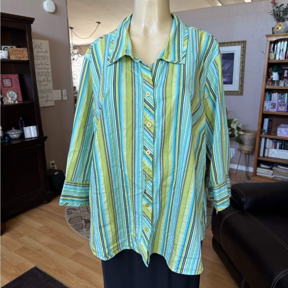 Lane Bryant multicolored striped 3/4 sleeves shirt-size 22/24